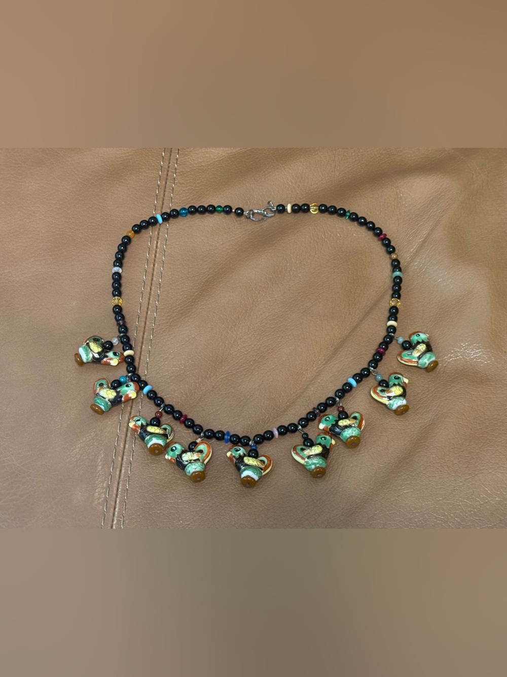 Cloissone Rooster Chicken Bead Necklace